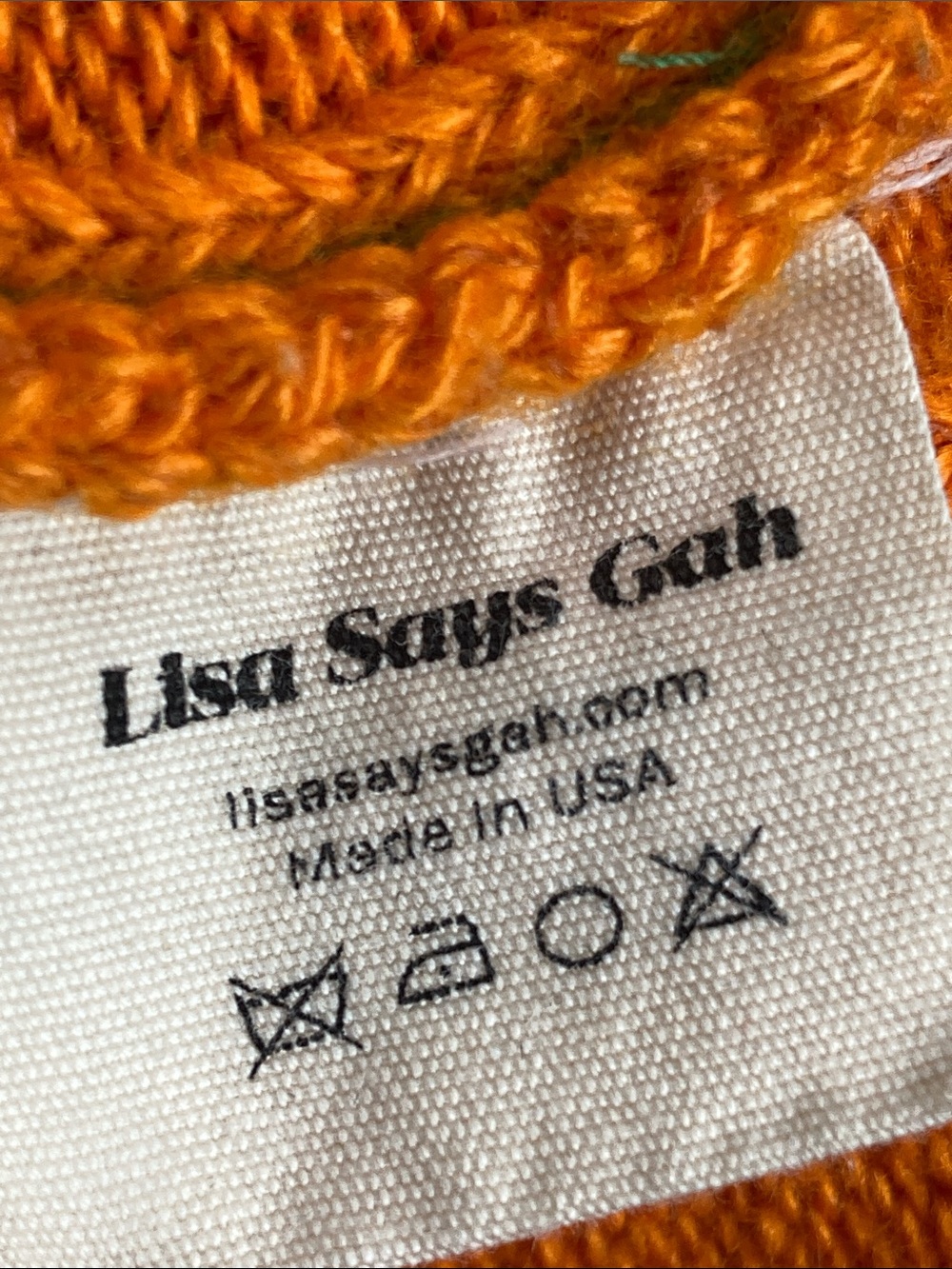 Lisa Says Gah orange & green cable knit sweater vest M/L - Picture 8 of 9